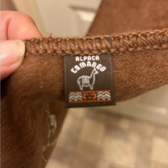 Alpaca Camargo Wool Brown Fringe Scarf - Picture 3 of 11